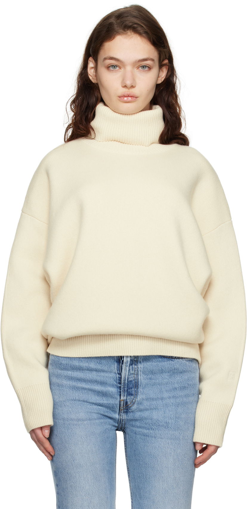 Sweater TOTEME TOTEME Double-Knit Turtleneck Sweater Beige | 251-WRT4629-YA0132