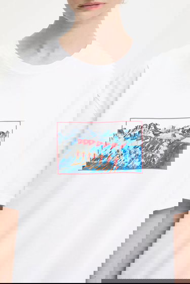 T-shirt Fiorucci Winter Waterskiing Print Boxy Cotton T-shirt Hvid | W25FWJTS003CJ01WH01, 3