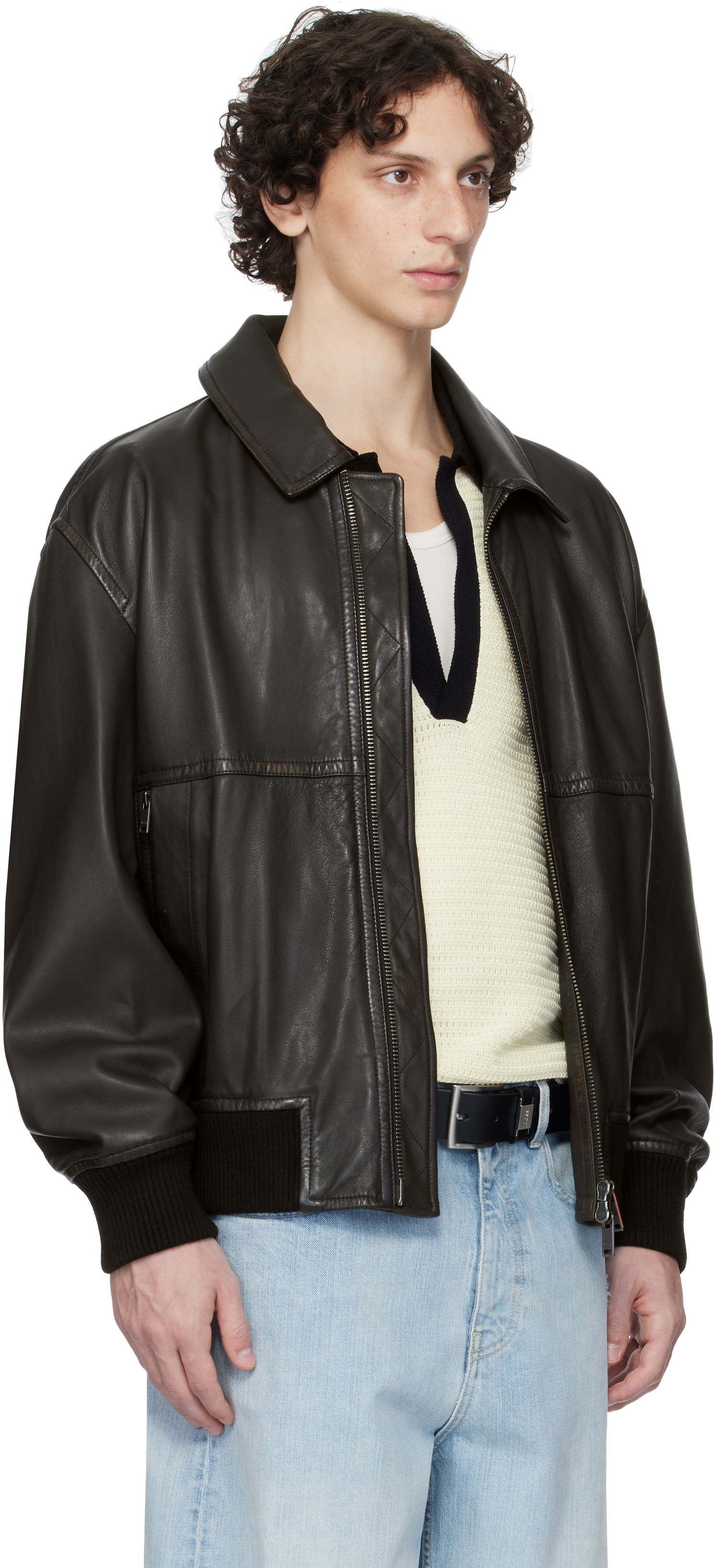 Jakke BOSS BOSS Zip Leather Jacket Sort | 50543240, 1