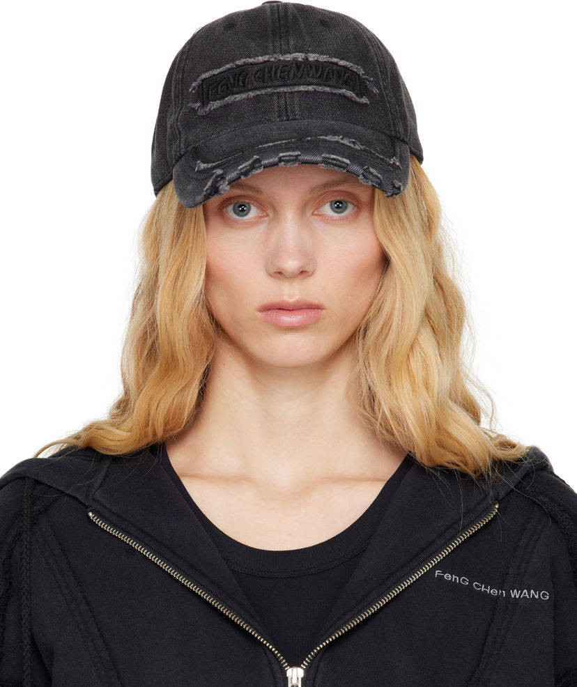 Kasket Feng Chen Wang Feng Chen Wang Denim Baseball Cap Sort | FUS19AC02