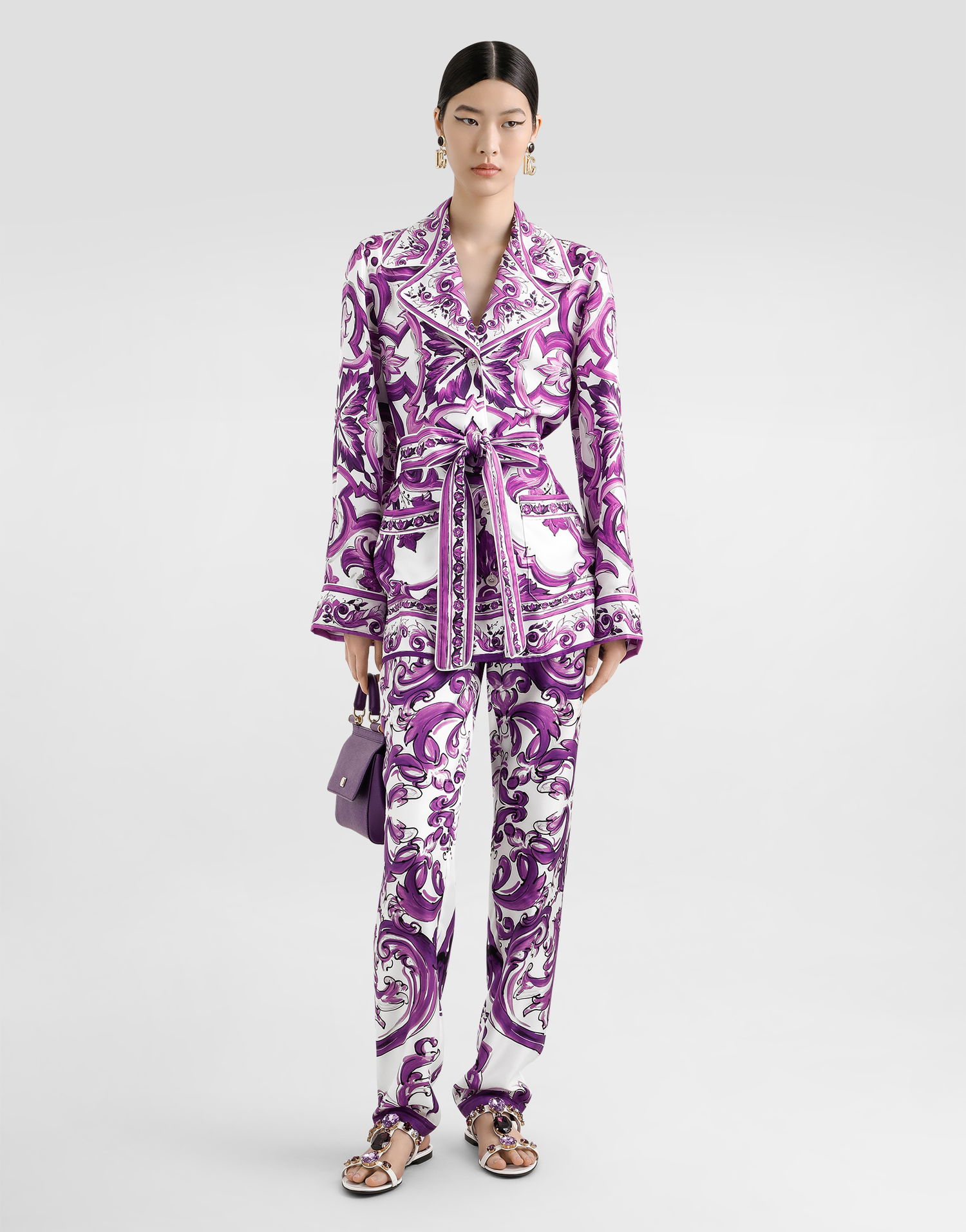 Jakke Dolce & Gabbana Dolce & Gabbana Majolica-Print Twill Jacket Lilla | F5Q03THI1TKIP3TN, 1