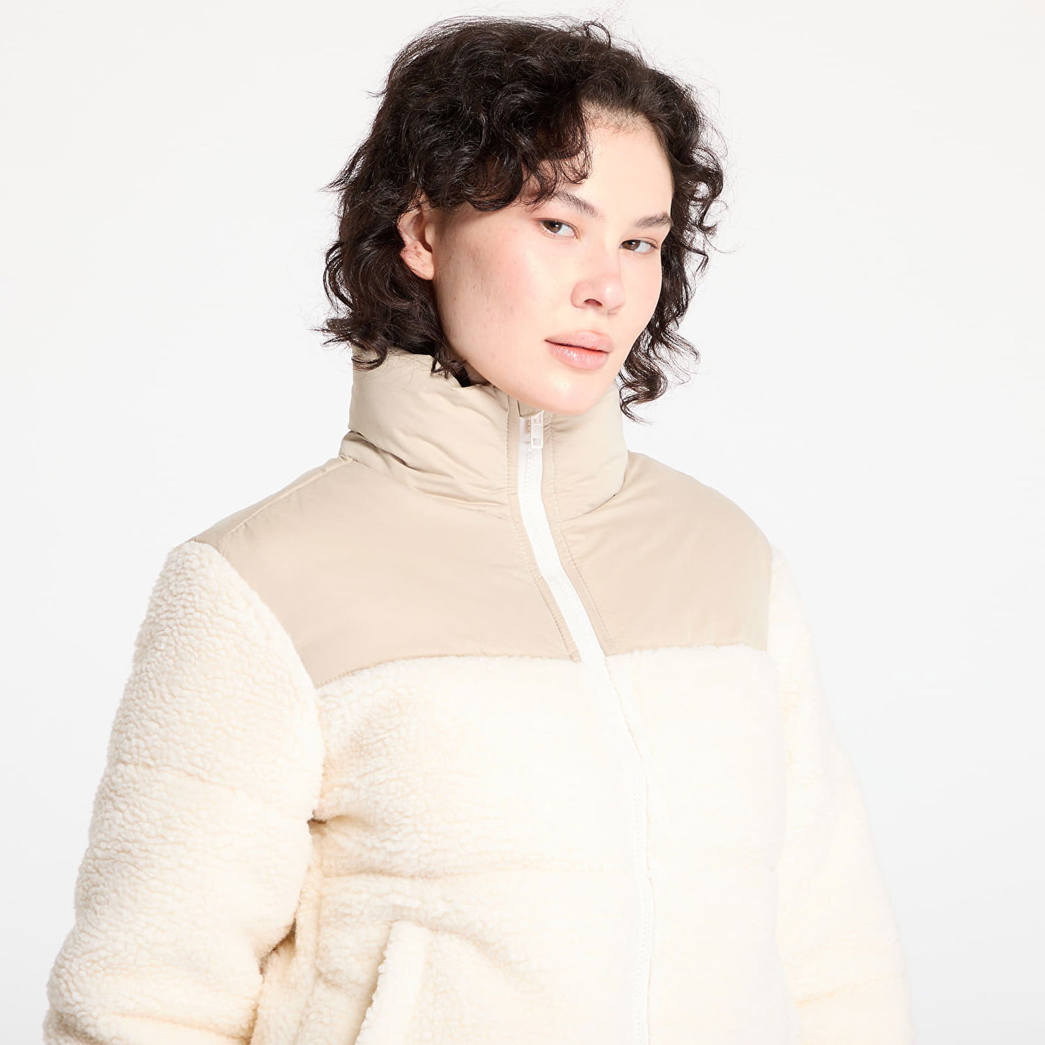 Puffer jakke Urban Classics Sherpa Mix Puffer Jacket Beige | TB6147-04737, 1
