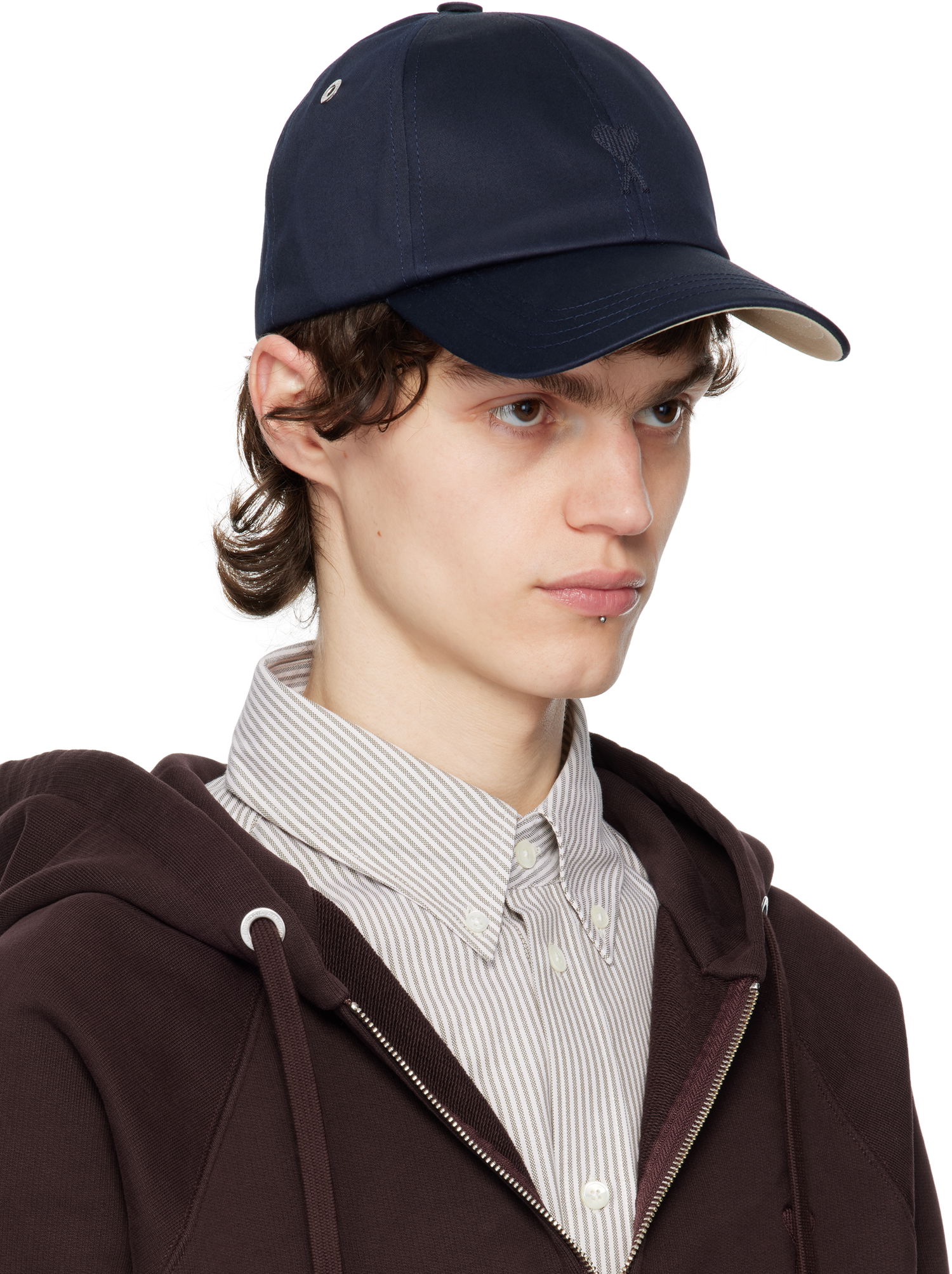 Kasket AMI AMI Paris Ami de Coeur Cotton Cap Mørkeblå | UCP026.CO0103, 1