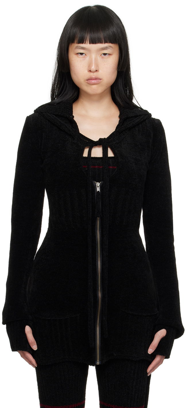 Sweater Ottolinger Ottolinger Extended Hooded Cardigan Sort | 706702, 0