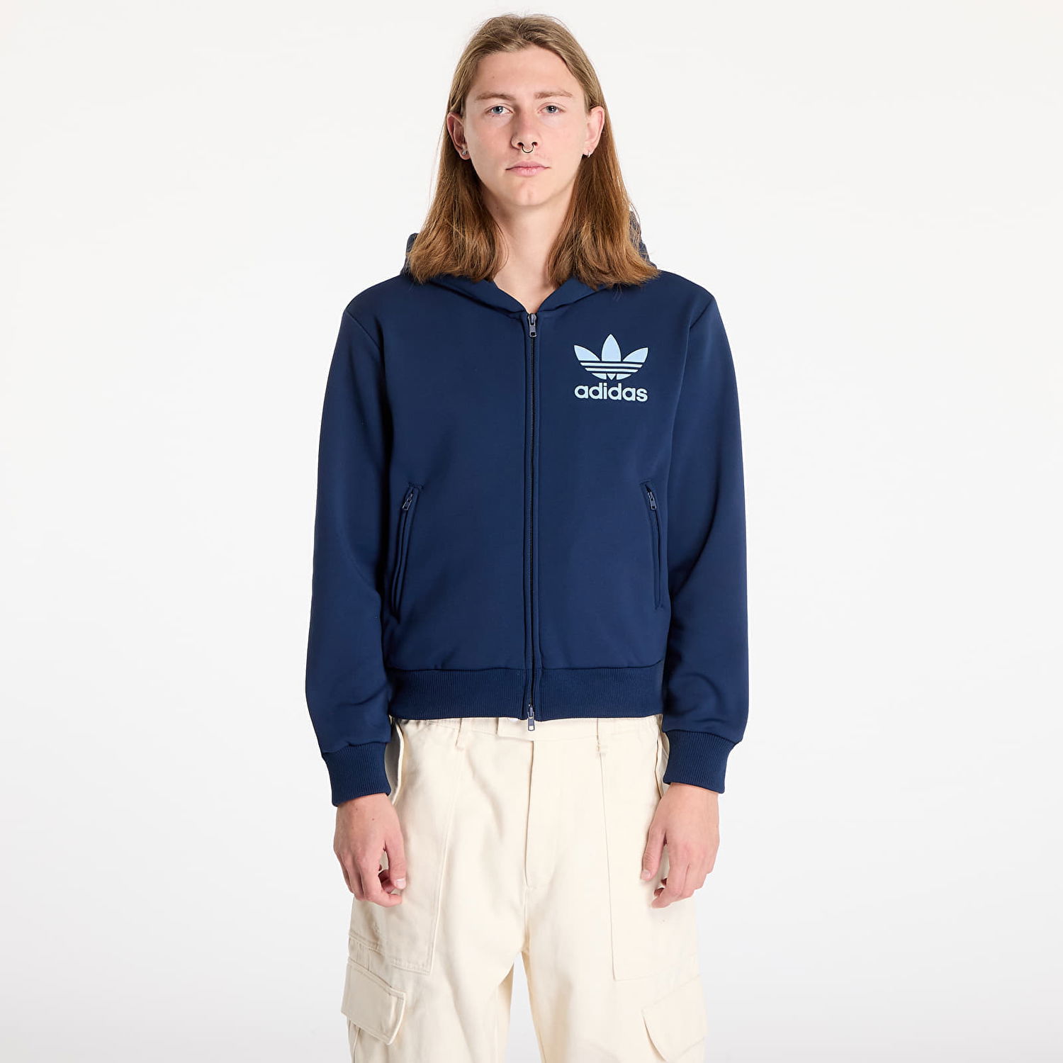 Sweatshirt adidas Originals Wales Bonner x Track Hoodie Mørkeblå | JJ2939, 0