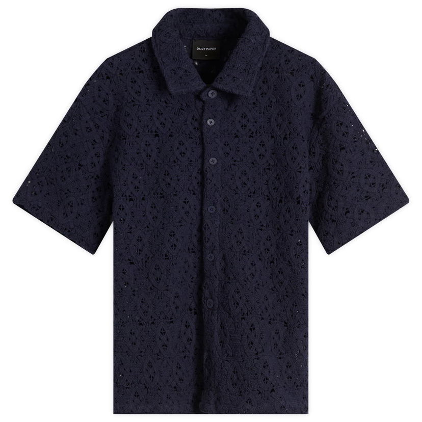 Skjorte DAILY PAPER Daily Paper Lace Shield Vacation Shirt Mørkeblå | 2511118
