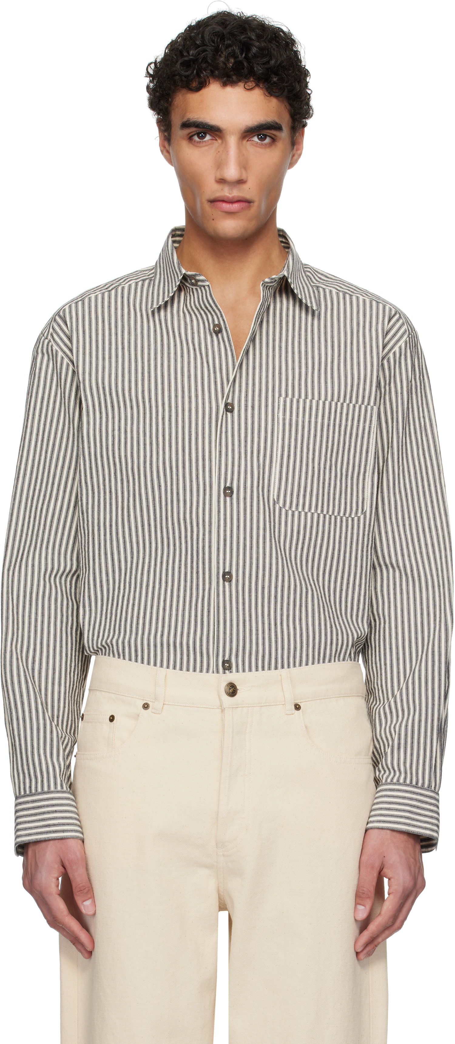 Skjorte A.P.C. A.P.C. Malo Striped Overshirt Beige | COHGG-H32023, 0