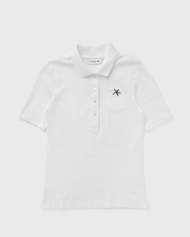 Polo skjorte Lacoste Slim Fit Eyelet Polo Shirt with Embroidered Dragonfly Hvid | DF5296-70V, 2