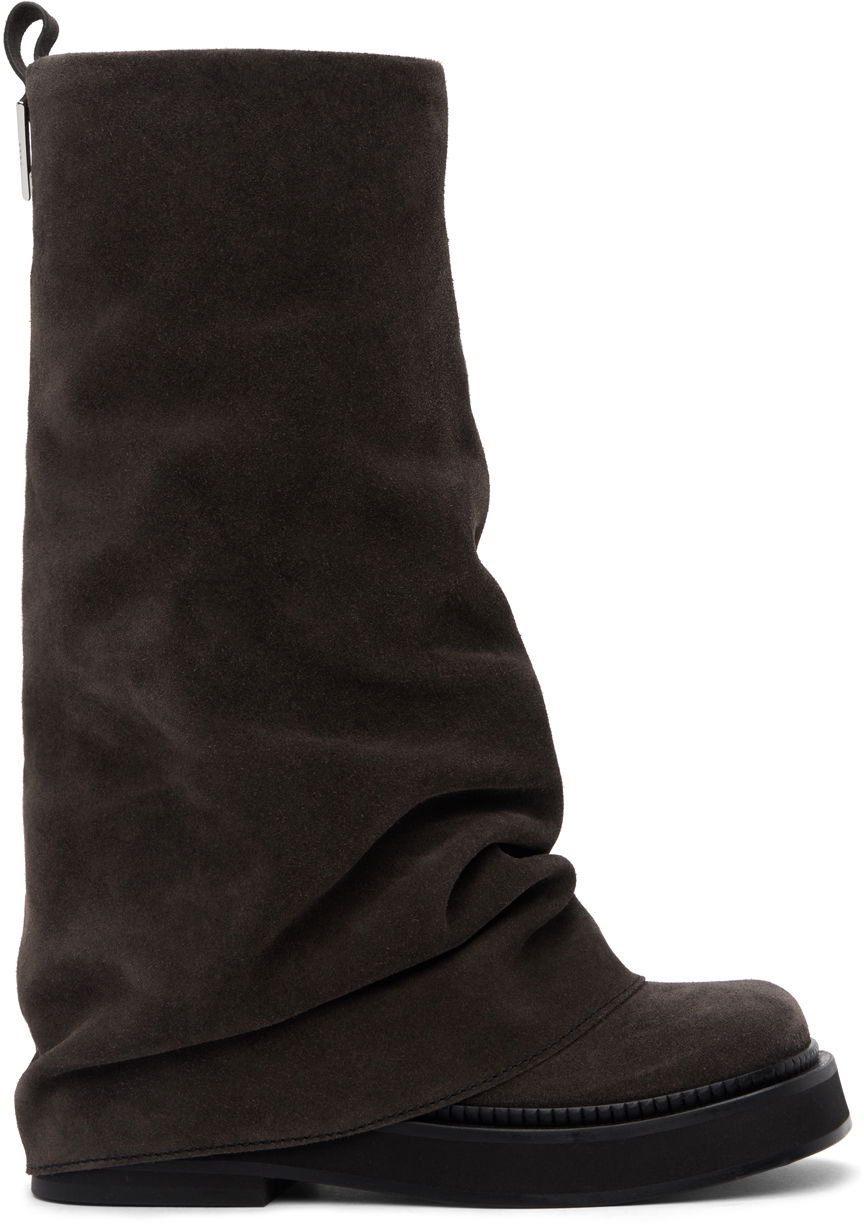 Tøj The Attico Attico Robin Suede Slouch Boots Grå | 246WS798 L007, 0