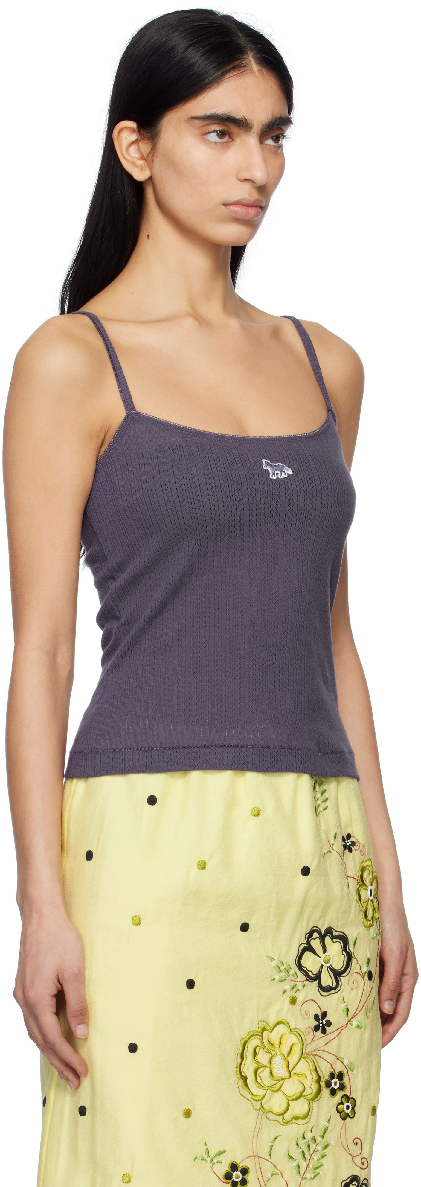 Tanktop MAISON KITSUNÉ Maison Kitsuné Baby Fox Patch Ribbed Camisole Lilla | OW00608KA0027, 1
