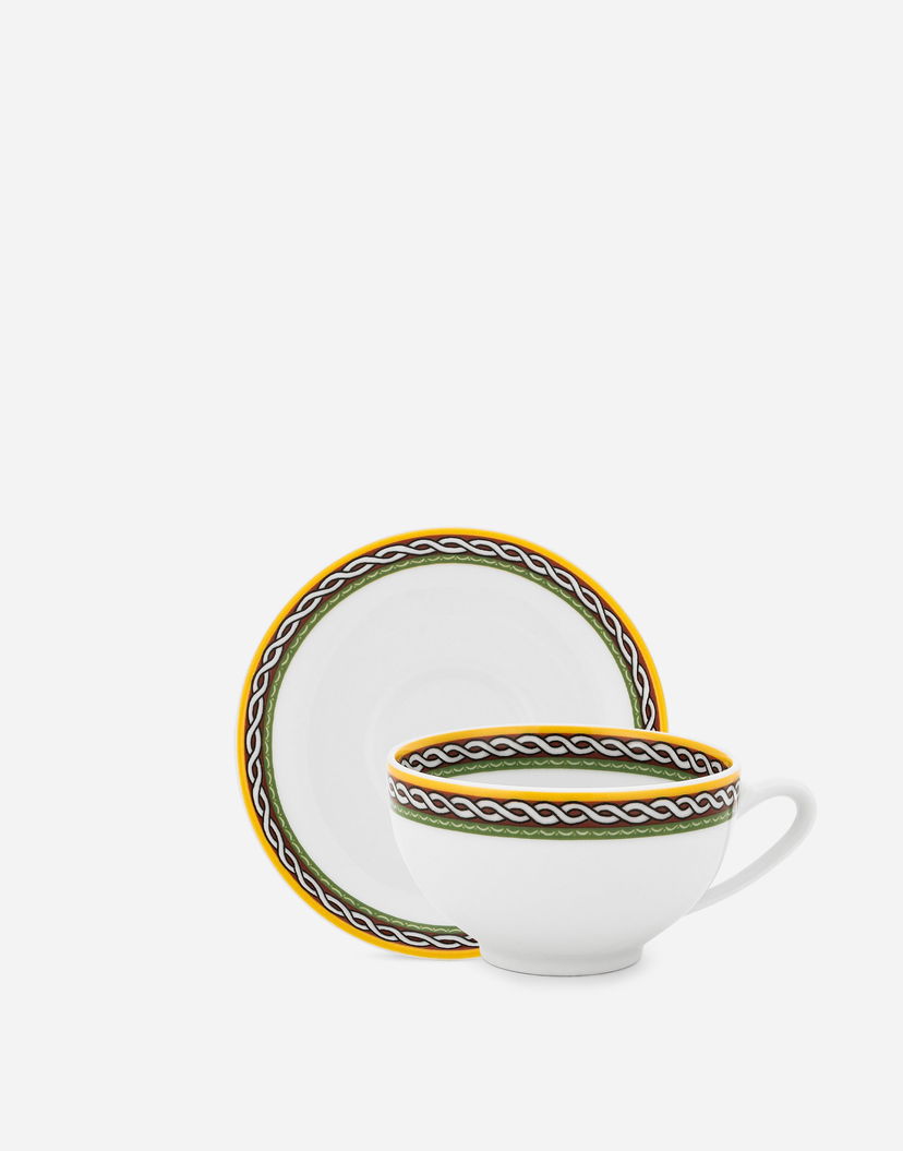 Home decor Dolce & Gabbana Porcelain Teacups With Saucers Set Hvid | TC0S13TCALIUC152