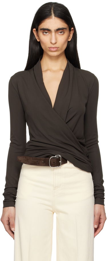 Sweater TOTEME TOTEME Overlapped Jersey Wrap Top Brun | 252-WRT0443-FB0162, 0