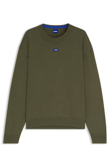 Sweater BOSS Relaxed-fit sweater with logo badge Grøn | 50543784, 0