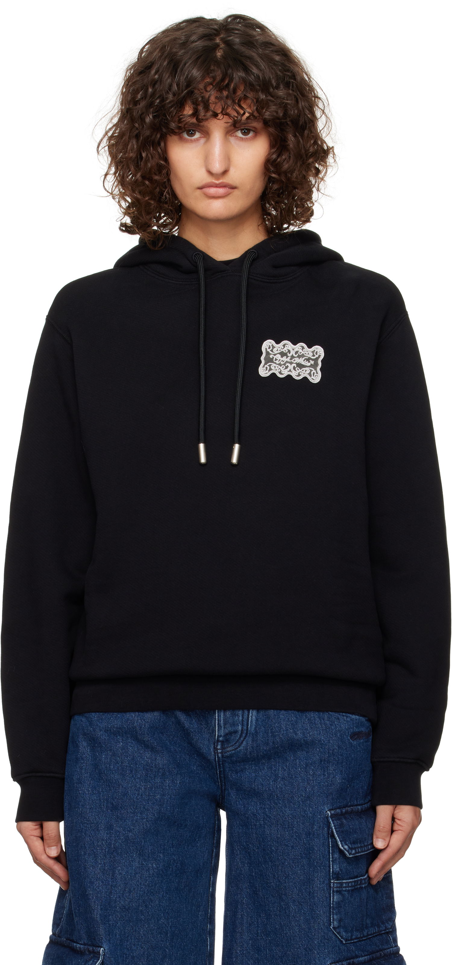 Sweatshirt Off-White Lace Label Hoodie Sort | OWBB035F24FLE0061001, 0