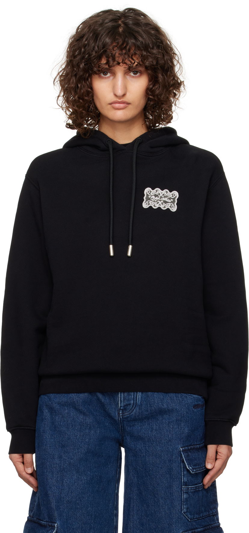 Sweatshirt Off-White Lace Label Hoodie Sort | OWBB035F24FLE0061001