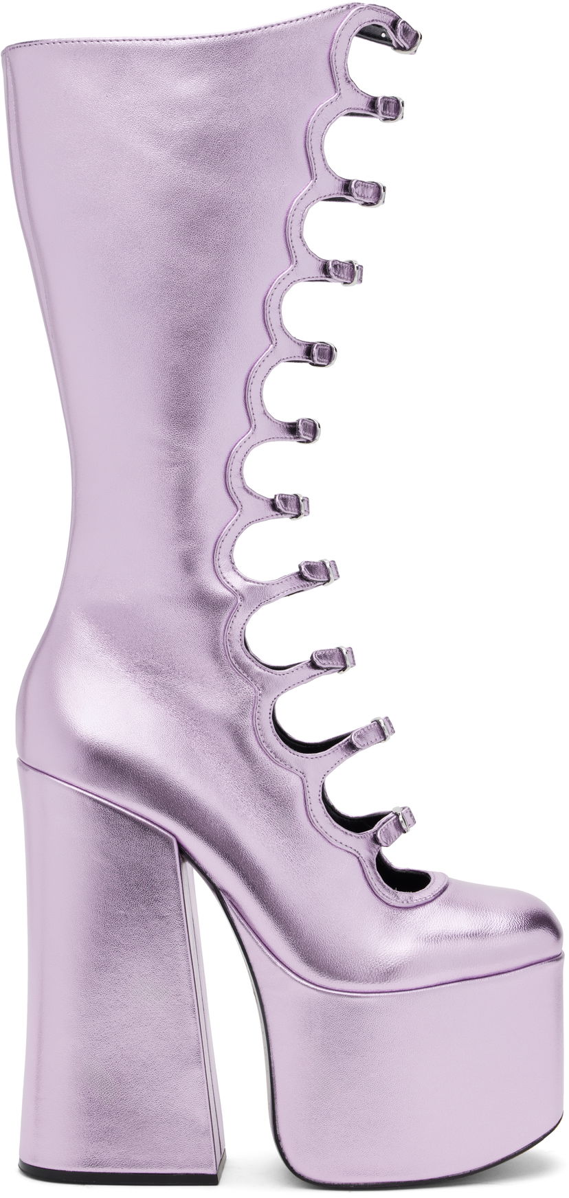 Skopleje Marc Jacobs Marc Jacobs 'The Metallic Kiki' Knee-High Platform Boots Lilla | 2R4FBO001F01