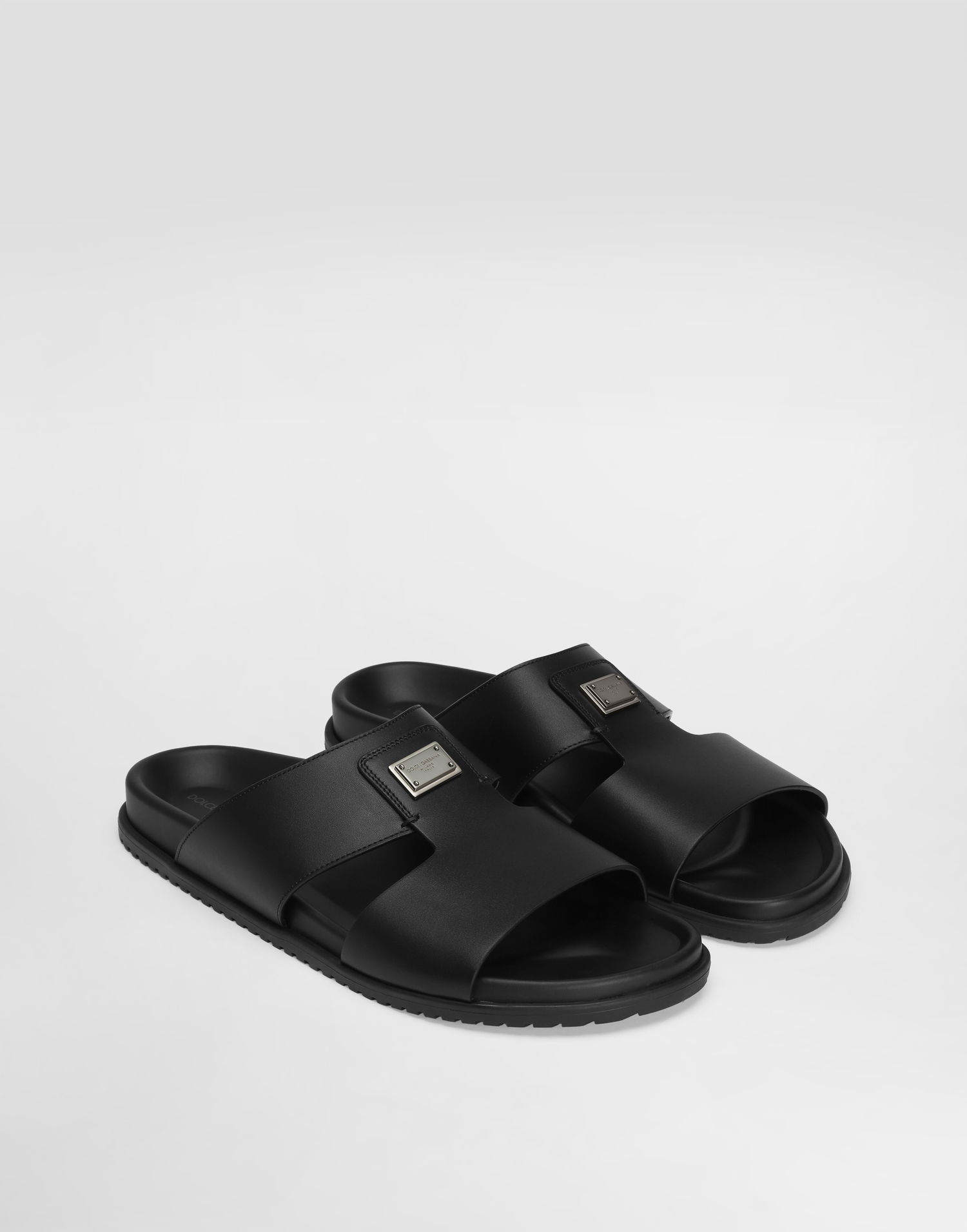Tilbehør Dolce & Gabbana Dolce & Gabbana Calfskin Slides Sort | A80506A9Q6780999, 1