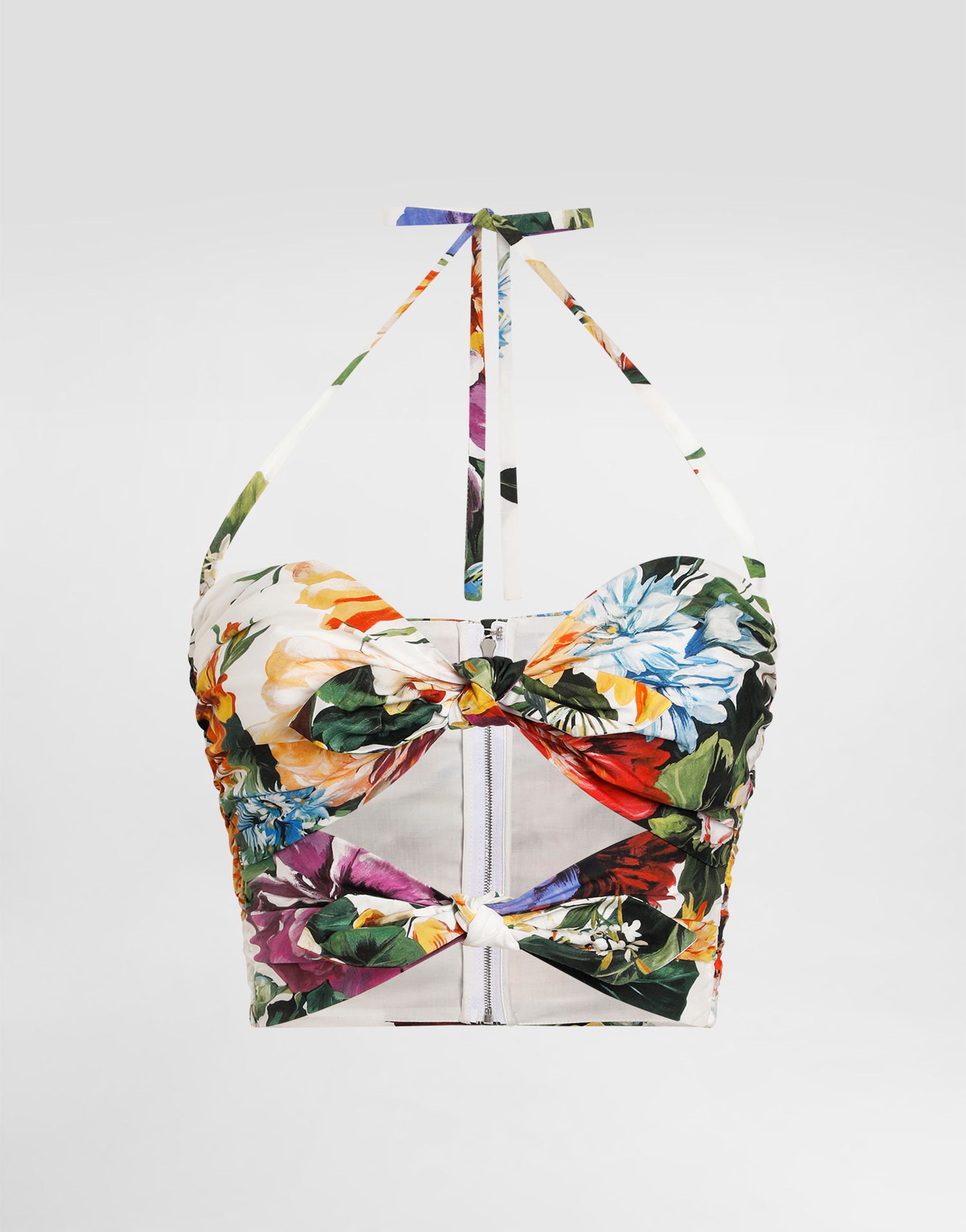 Crop top Dolce & Gabbana Dolce & Gabbana Flower Bouquet-Print Halter Poplin Crop Top Flerfarvet | F7AZ5THS5TRHA5PC, 0