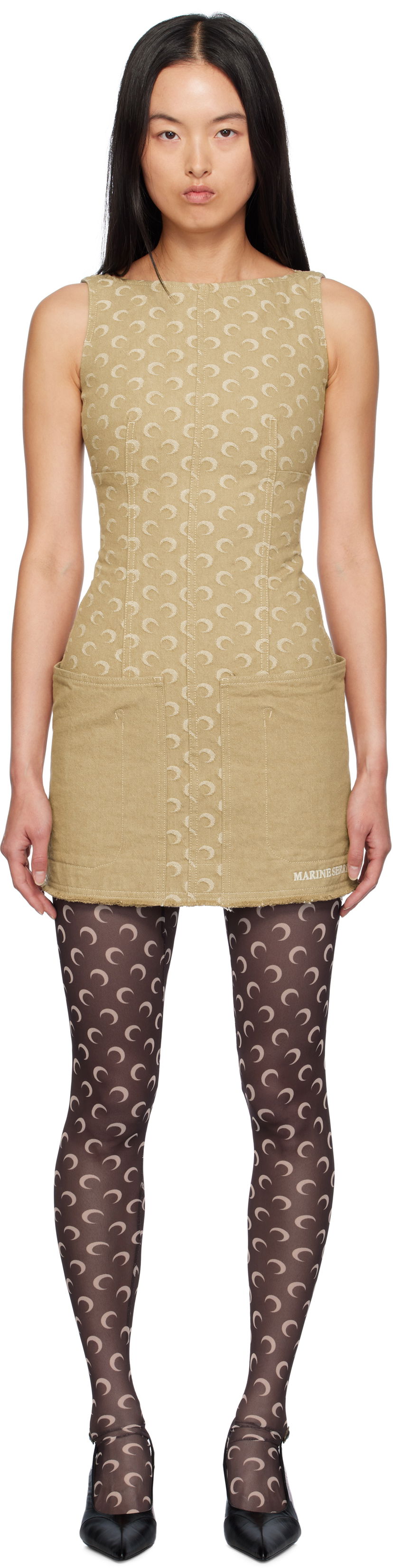 Kjole Marine Serre Jacquard Twill Minidress Beige | WDR292A