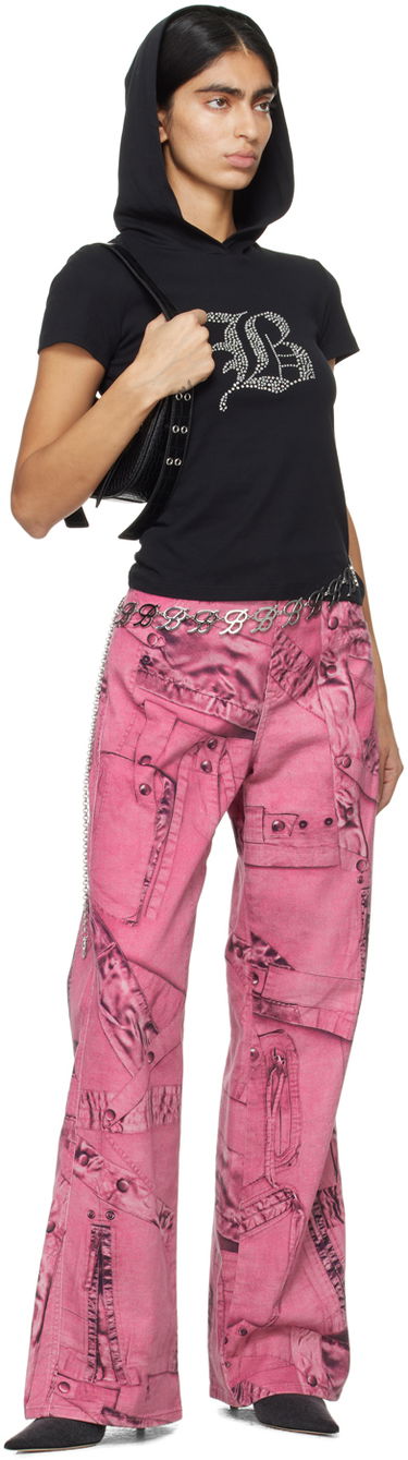 Jeans Blumarine Blumarine Trompe L'œil Print Wide-Leg Jeans Lyserød | P422J128A, 3