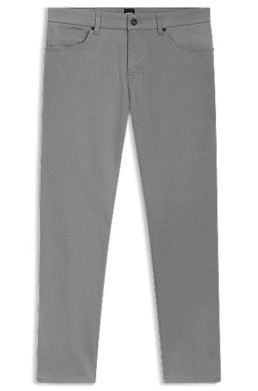 Bukser BOSS Maine Regular-Fit Micro-Patterned Stretch Cotton Trousers Grå | 50543935, 0