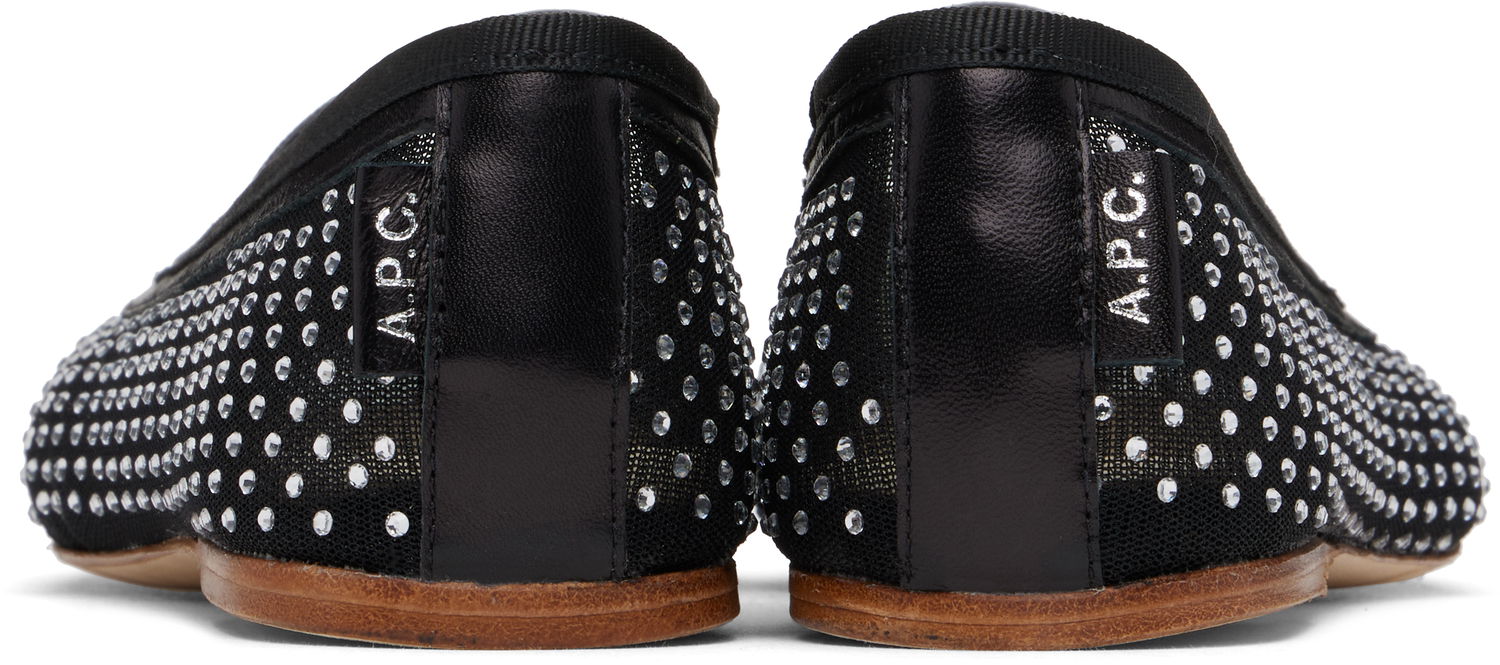 Kjole A.P.C. A.P.C. Swan Crystal-Embellished Ballerina Flats Sort | PAAGG-F53295, 1