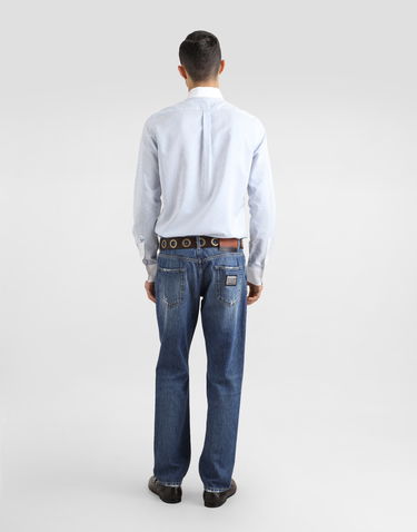 Skjorte Dolce & Gabbana Dolce & Gabbana Striped Cotton Shirt with White Collar and Cuffs Blå | G5MM4ZFBTAKS8051, 2