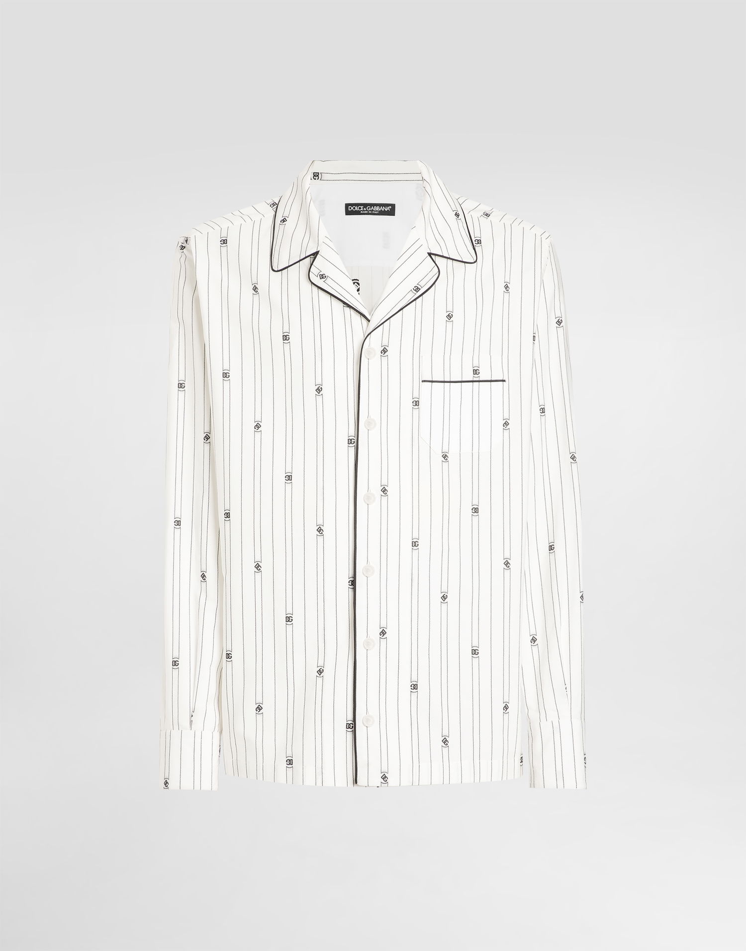 Skjorte Dolce & Gabbana Dolce & Gabbana Men's Vanity Logo Print Pinstripe Shirt Hvid | G5IF1THJMQRS8350, 0
