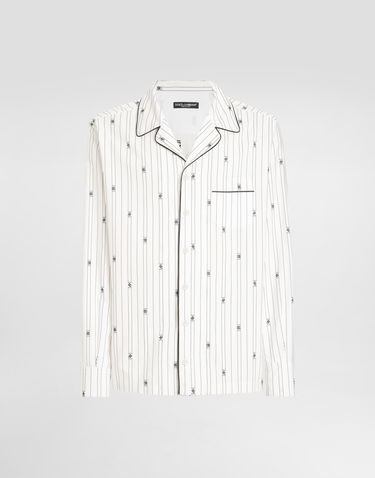 Skjorte Dolce & Gabbana Dolce & Gabbana Men's Vanity Logo Print Pinstripe Shirt Hvid | G5IF1THJMQRS8350, 0