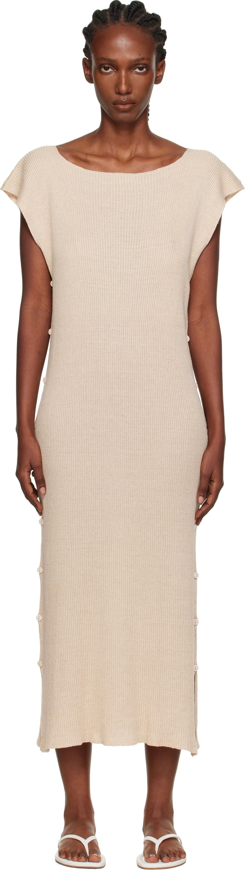 Kjole Baserange Baserange Franca Maxi Dress Beige | DRFR-LS-AU25
