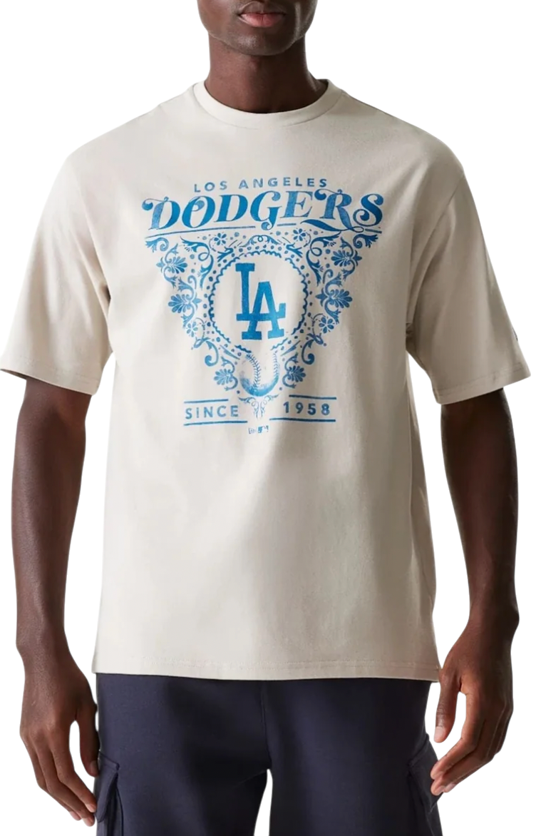 T-shirt New Era New Era MLB Los Angeles Dodgers Floral Graphic Oversized T-Shirt Beige | 60667844-60667844, 0