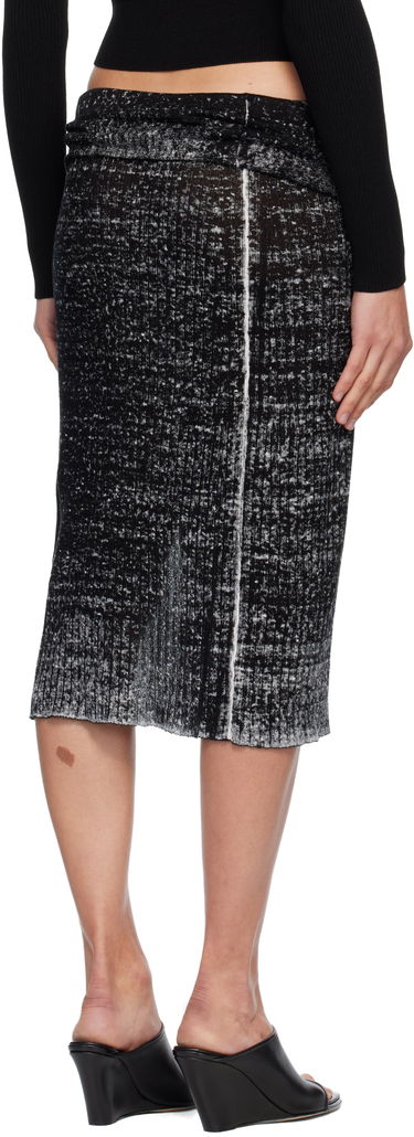 Nederdel Diesel M-Eganoid Marled Ribbed Draped Slit Midi Skirt Sort | A18865 0BJBR, 2