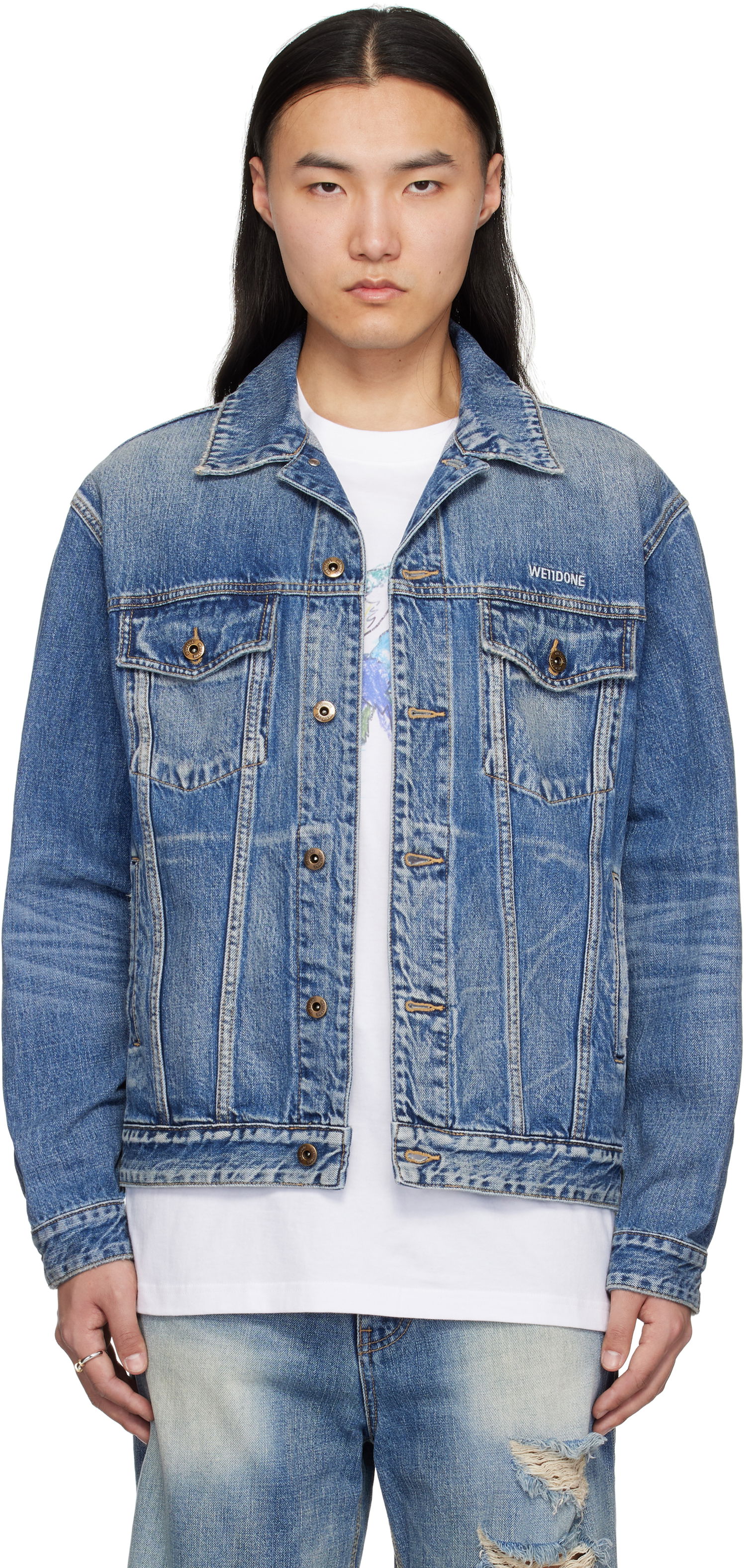 Jakke We11done We11done Washed Denim Jacket Blå | WD-DJ0-25-313-U-BL, 0