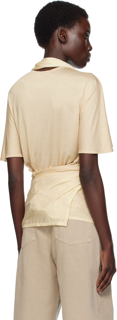 T-shirts og tank tops LEMAIRE Lemaire Mixed Fabric Knotted Top Beige | TO1332 LF1373, 2