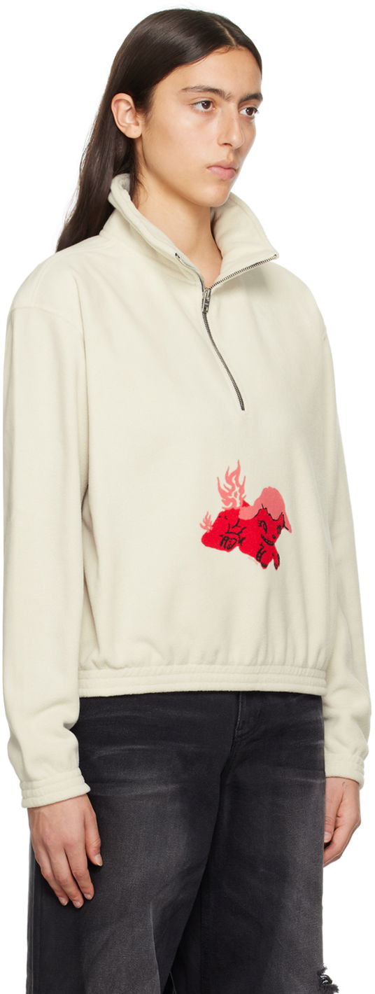 Sweatshirt We11done Pony Fleece Half-Zip Sweatshirt Hvid | WD-TS3-23-893-U-WH, 1