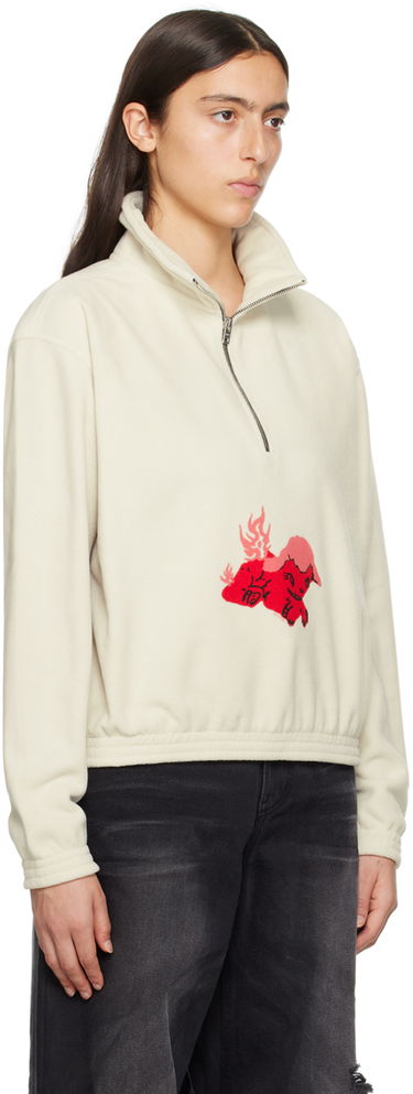 Sweatshirt We11done Pony Fleece Half-Zip Sweatshirt Hvid | WD-TS3-23-893-U-WH, 1