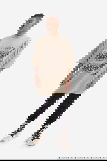 T-shirt Rick Owens Knit Jumbo Short Sleeve T-Shirt with Wesendonck Lieder Wagner Print from DRKSHDW Spring Summer 2023 Collection Beige | DU01C6274.RNEP3.PEARL, 2