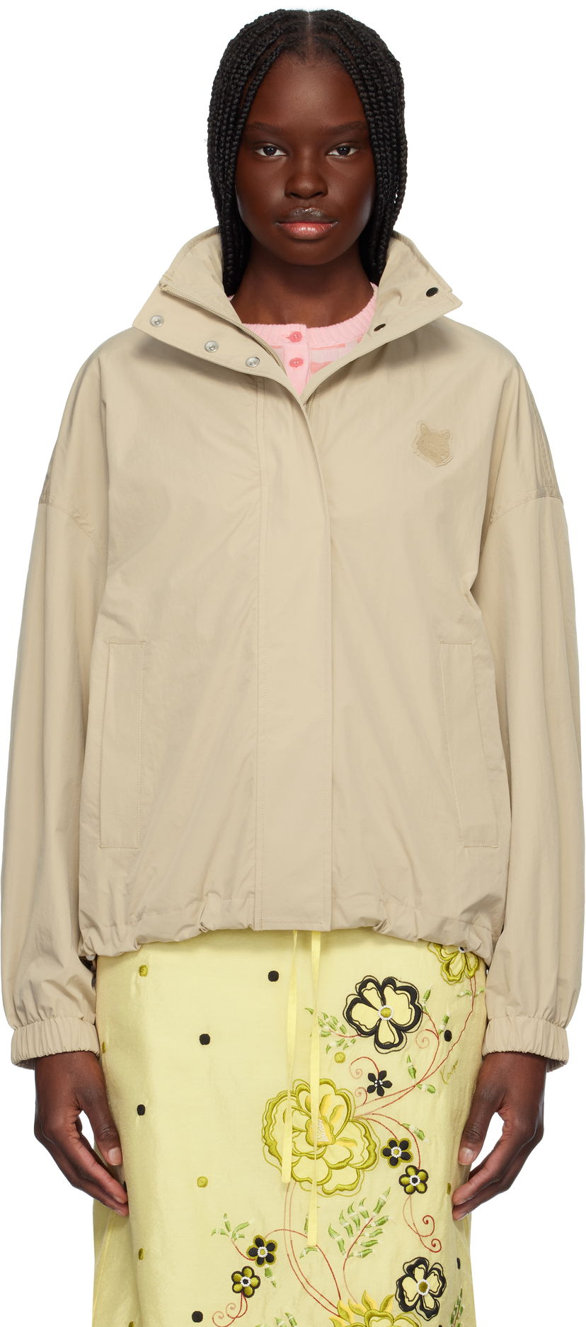 Vindjakke MAISON KITSUNÉ Maison Kitsuné Windbreaker Jacket Beige | OW02201WQ4045