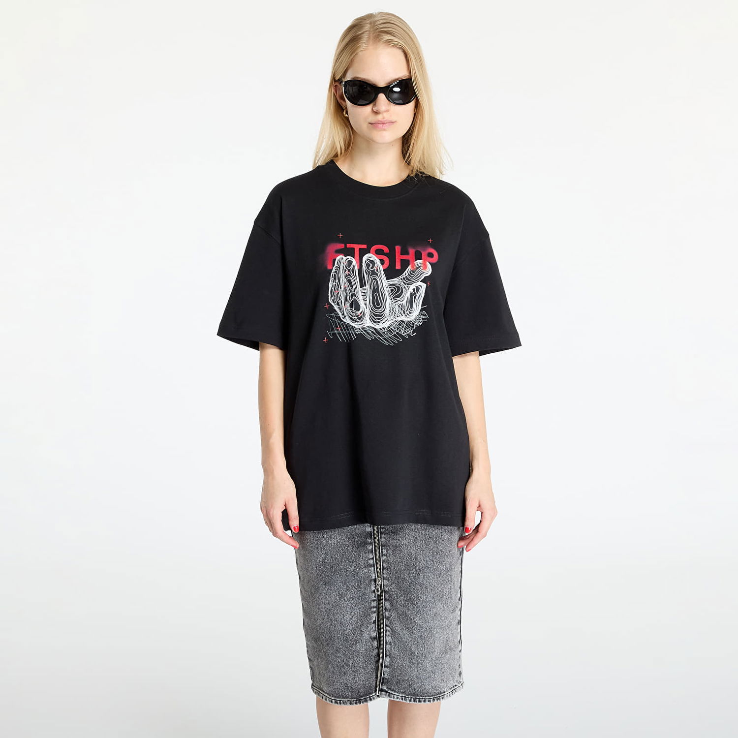 T-shirt Footshop FTSHP Handful T-Shirt UNISEX Black XS Sort | FTSHP_423, 1