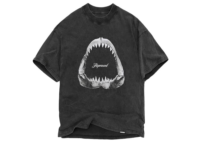 T-shirt Represent Clo Represent Shark Jaws T-shirt Vintage Grey Sort | M05237