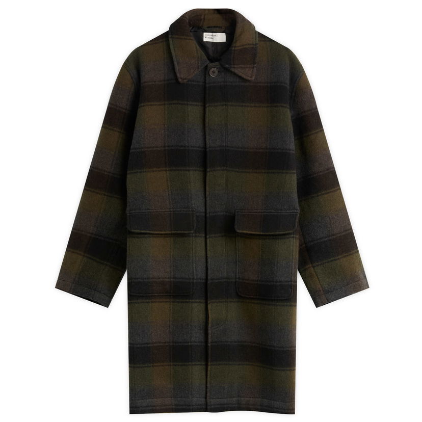 Frakker Universal Works Universal Works Berlin Wool Check Account Coat Grøn | 33103-BLB