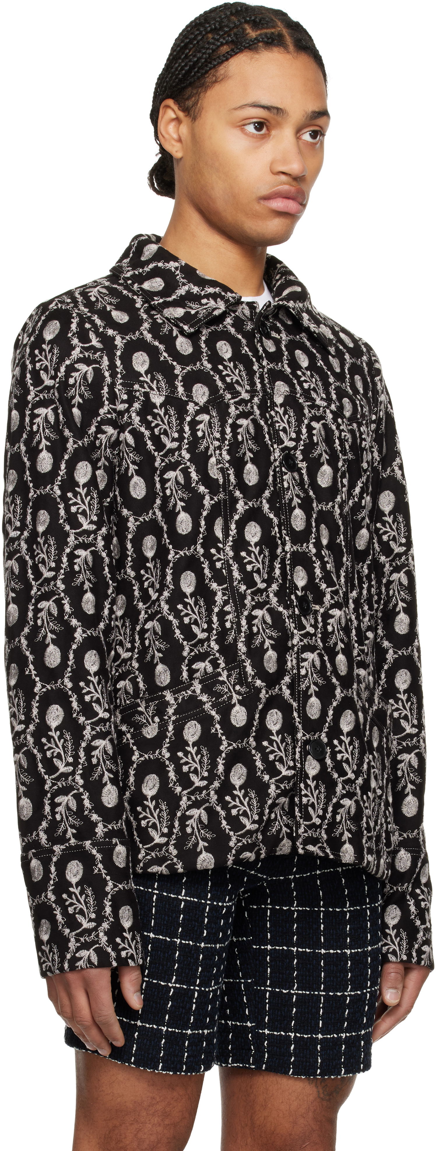 Jakke Anna Sui Anna Sui Sleeping Beauty Embroidered Faux-Suede Jacket Sort | M1125A31, 1