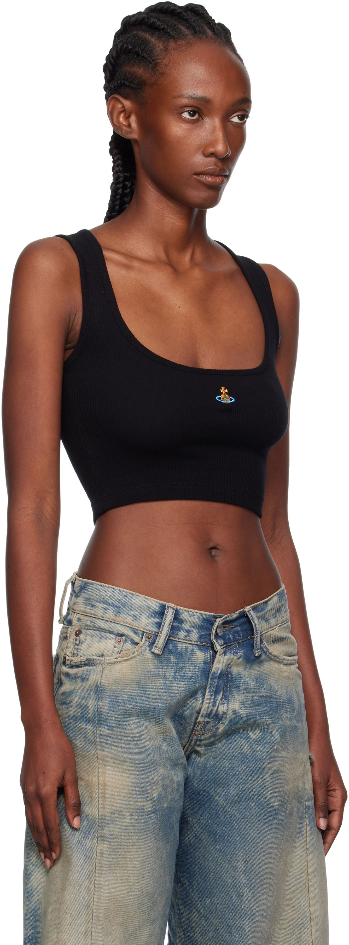 Tanktop Vivienne Westwood Vivienne Westwood Cropped Rib Tank Top Sort | 1G010011-J009C-, 1