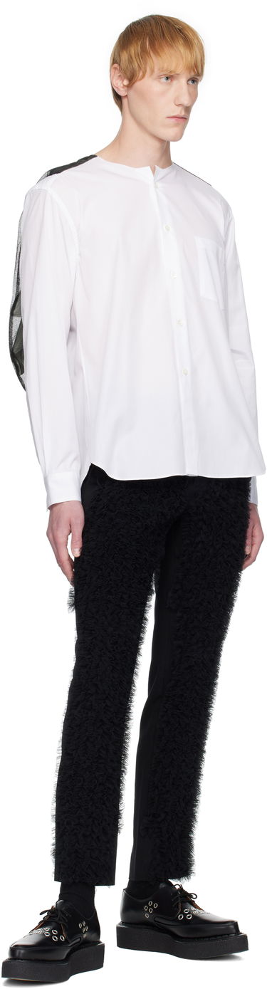 Skjorte Comme des Garçons Homme Plus Broad & Tulle Cotton Cloth Collarless Shirt Hvid | PO-B013-051, 3