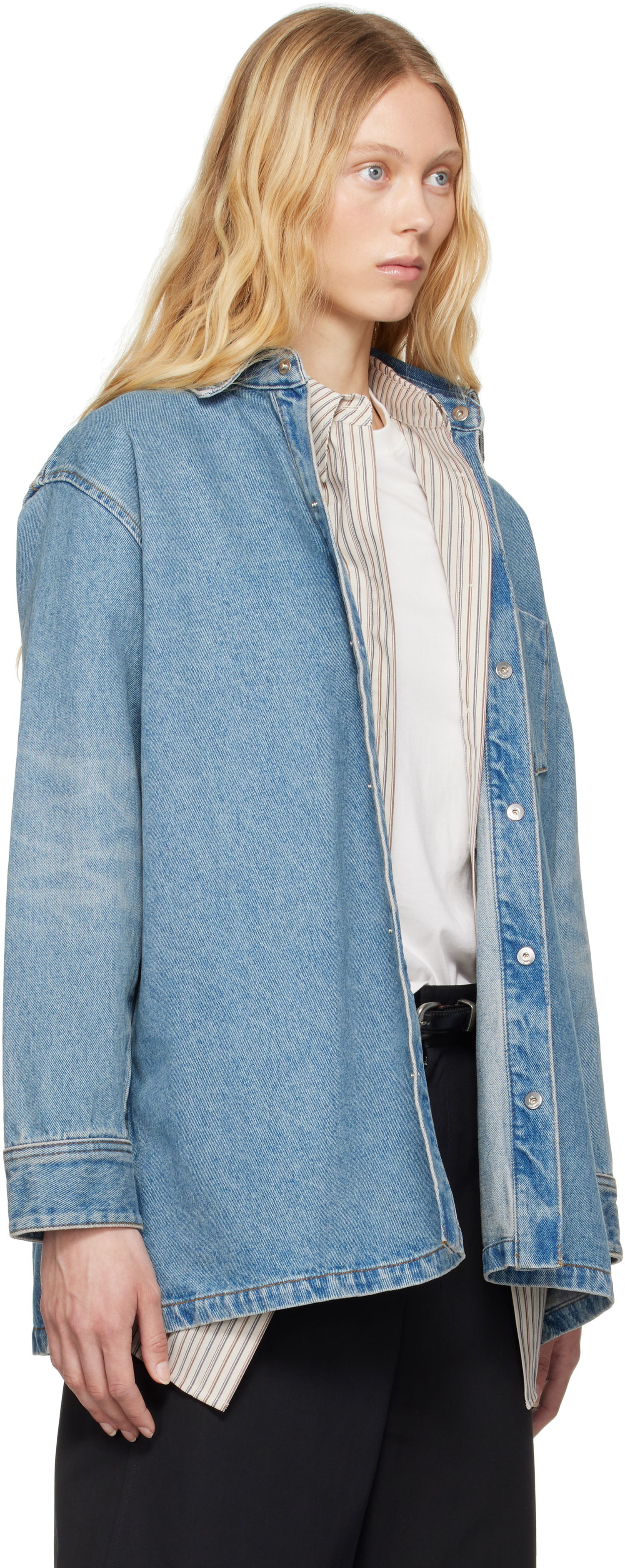 Skjorte AMI AMI Paris Ami de Coeur Denim Overshirt Blå | FJK273.DE0046, 1