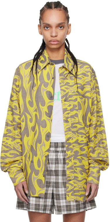 Skjorte ERL ERL Flame Print Relaxed Shirt Gul | ERL08B004, 0