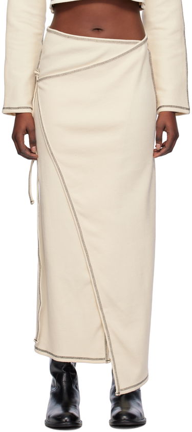 Nederdel Baserange Wrap Midi Skirt Beige | SKGW-RIB-SP24, 0