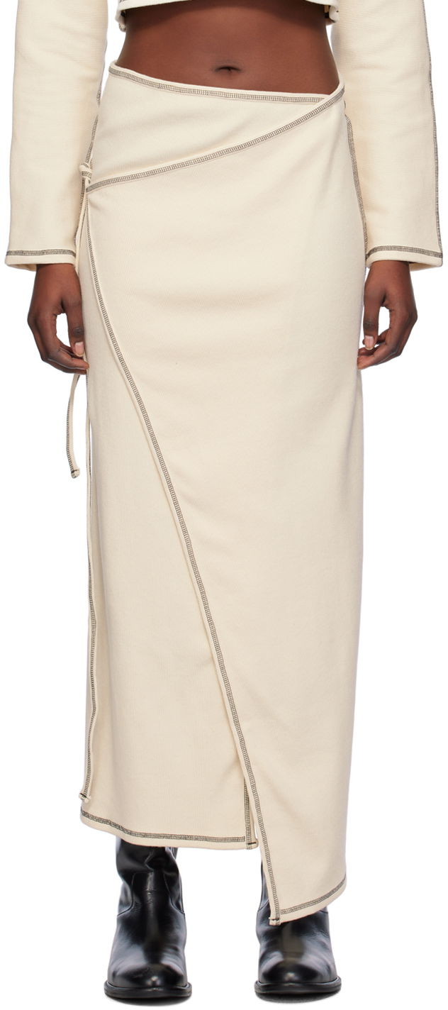 Nederdel Baserange Wrap Midi Skirt Beige | SKGW-RIB-SP24