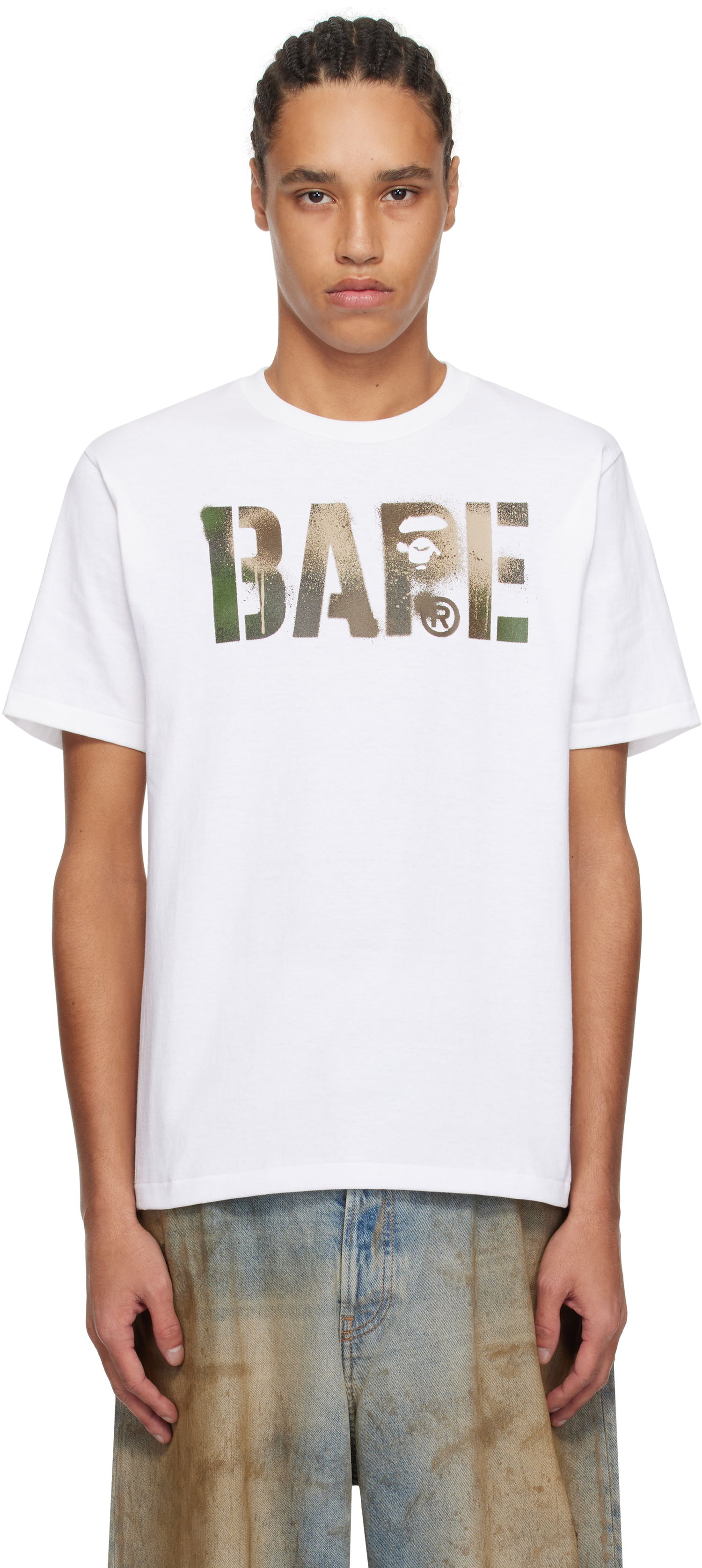 T-shirt BAPE Map Camo Stencil Logo T-Shirt Hvid | 001TEL301024M, 0