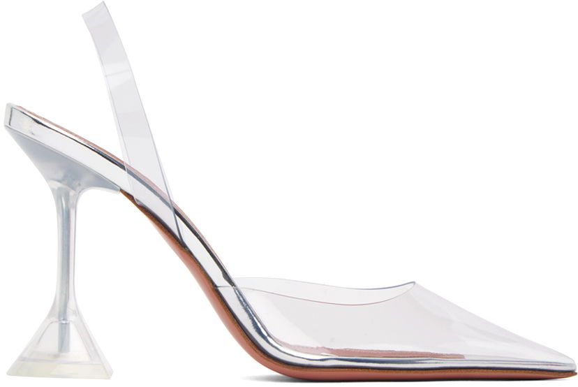 Sneakers og sko Amina Muaddi Transparent Holli Glass Sling Heels Hvid | HOLLI GLASS SLING PVC